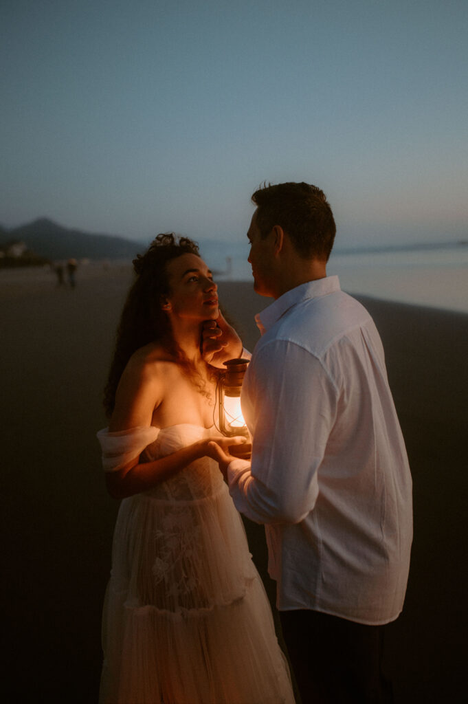 A couple eloping on the Oregon Coast on Cannon Beach