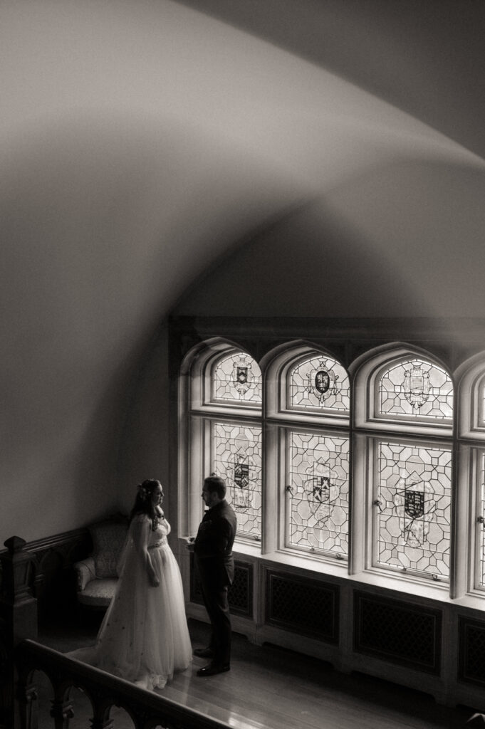 Bride and groom exchanging private vows during their wedding at Laurel Hall in Indianapolis
